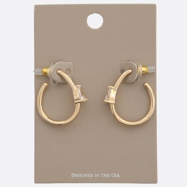 TEARDROP CRYSTAL OPEN OVAL HOOP EARRING