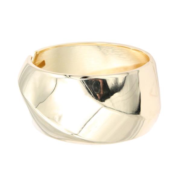 WIDE METAL GOLD PLATED HINGED BANGLE BRACELET