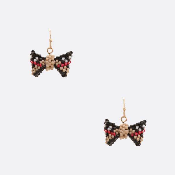 SEED BEAD BOW DANGLE EARRING