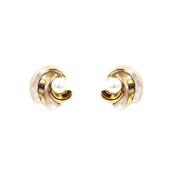 PEARL BEAD METAL EARRING