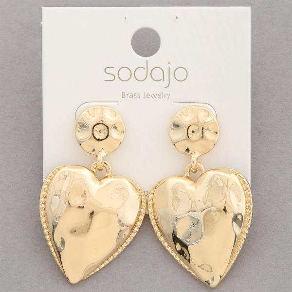SODAJO HEART SHAPE DANGLE GOLD DIPPED EARRING