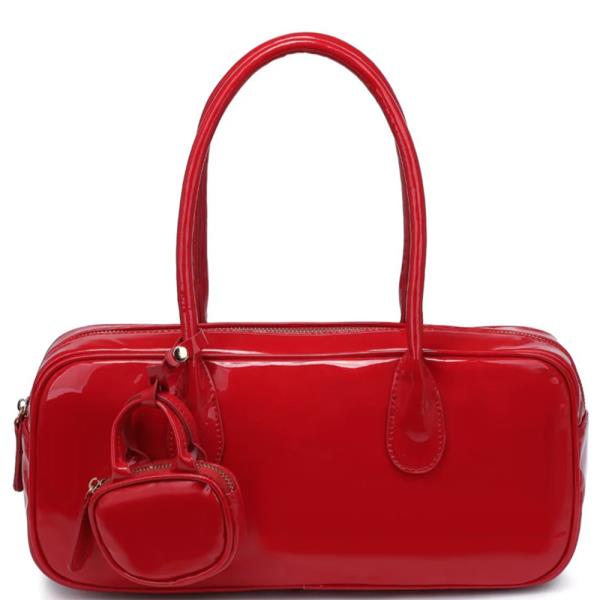 2IN1 GLOSSY TEXTURED WILLA SATCHEL W MINI COIN POUCH SET