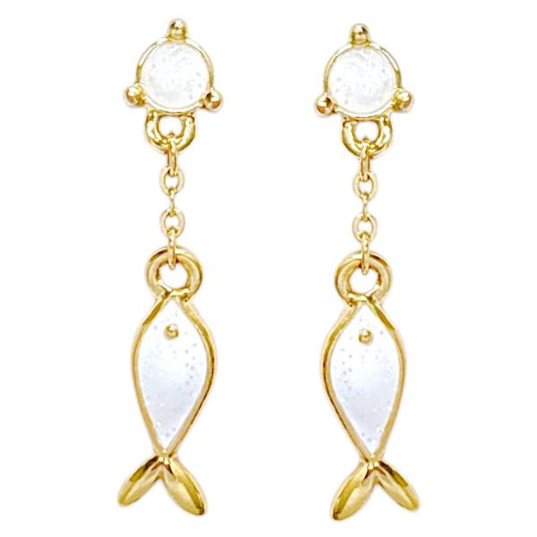 FISH SHAPE METAL DANGLE CRYSTAL EARRING