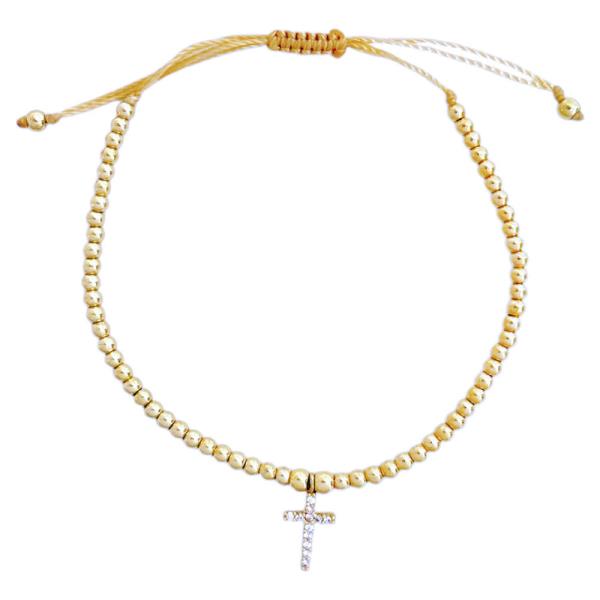 DAINTY CROSS BEADED BRACELET