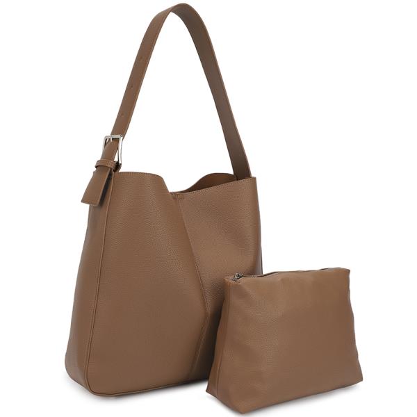 2IN1 SMOOTH SHOULDER HOBO BAG W POUCH SET