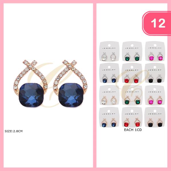RHINESTONE STUD EARRING (12 UNITS)