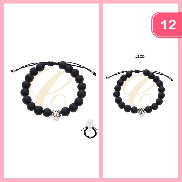 LEOPARD CHARM BEADED BRACELET (12 UNITS)