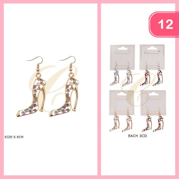 FASHION RHINESTONE HIGH HEEL EARRING (12 UNITS)