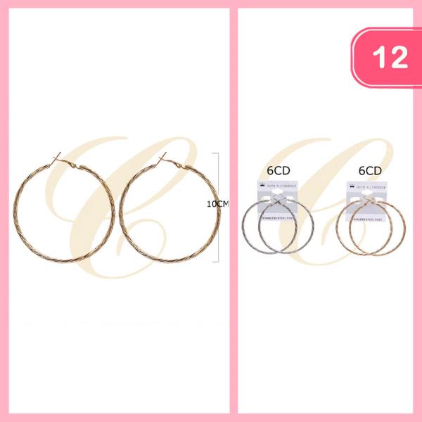 FASHION TWISTED LINK HOOP EARRING (12 UNITS)