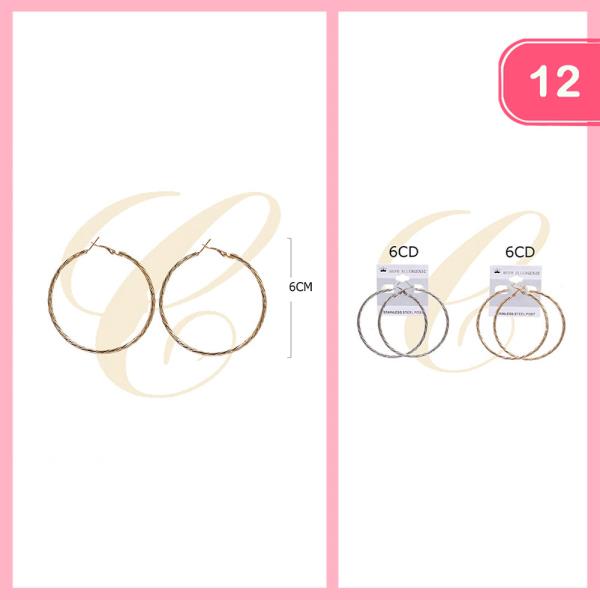FASHION TWISTED LINK HOOP EARRING (12 UNITS)