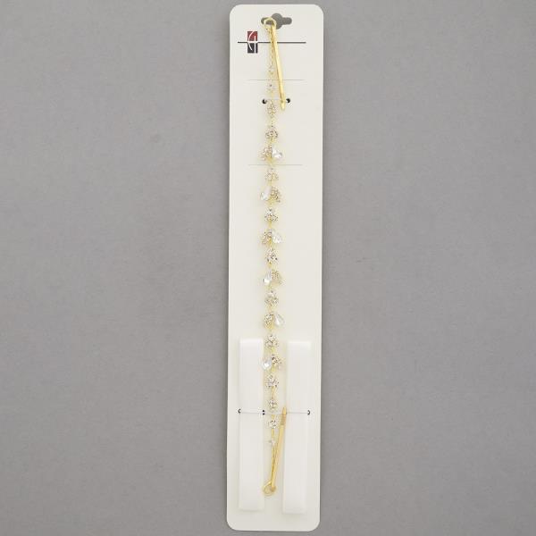 LEAF PATTERN RHINESTONE HAIR VINE