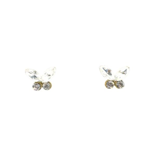 BUTTERFLY SHAPE RHINESTONE STUD EARRING