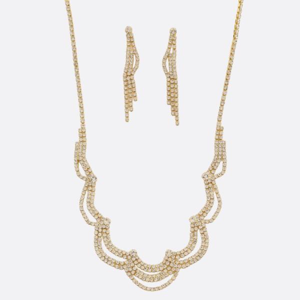 SCALLOPED EDGE RHINESTONE NECKLACE
