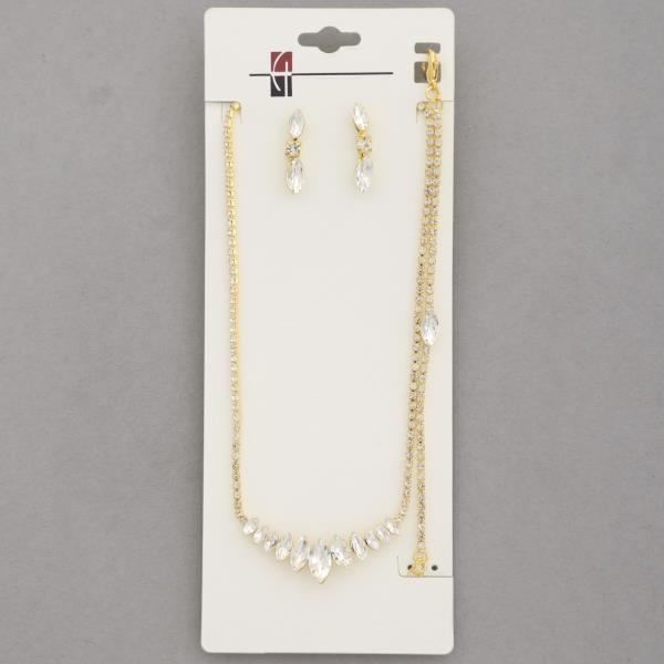 MARQUISE RHINESTONE BRACELET NECKLACE SET