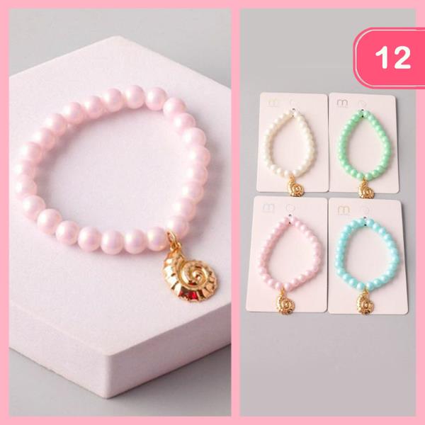 SEASHELL SEALIFE BEAD STRETCH BRACELET (12 UNITS)