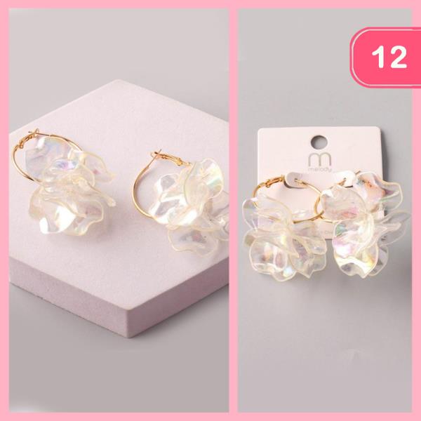 AB WAVY PETAL HOOP DANGLE EARRING (12 UNITS)