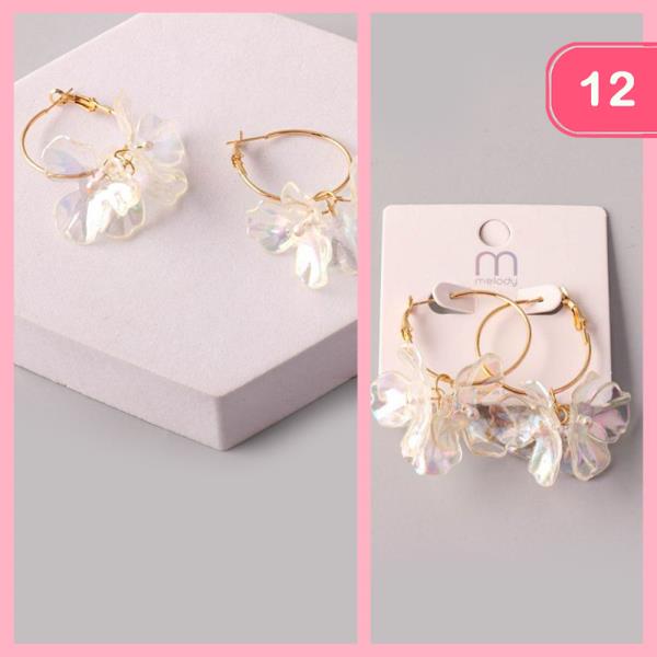 AB ORCHID HOOP DANGLE EARRING (12 UNITS)