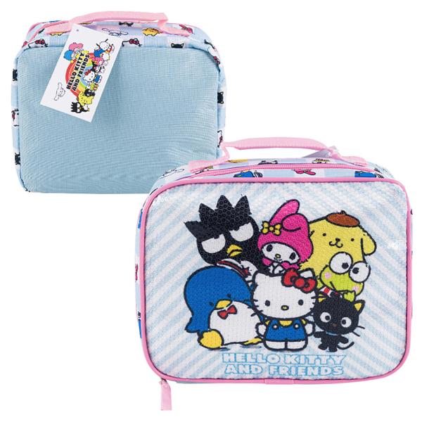 HELLO KITTY AND FRIENDS SEQUIN RECTANGULAR BLUE LUNCH BAG
