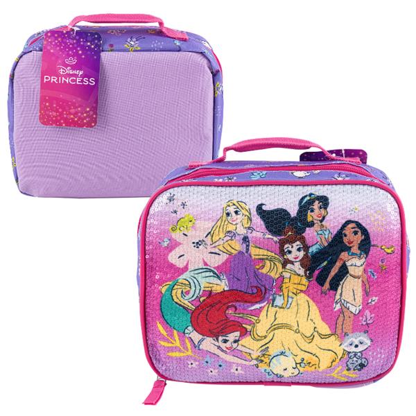 DISNEY SEQUIN PRINCESS RECTANGULAR PURPLE LUNCH BAG