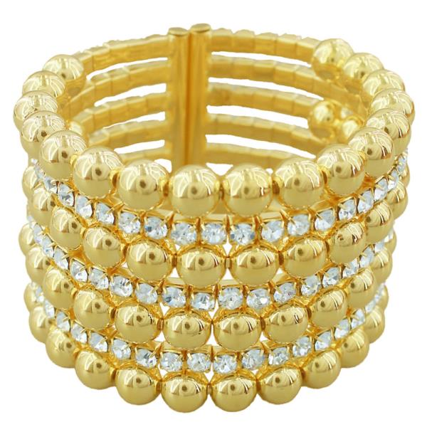 RHINESTONE BALL BEAD CUFF BRACELET