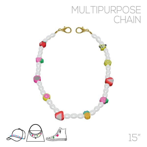 FRUIT MULTI CHARM PEARL BEAD MULTI PURPOSE CHAIN