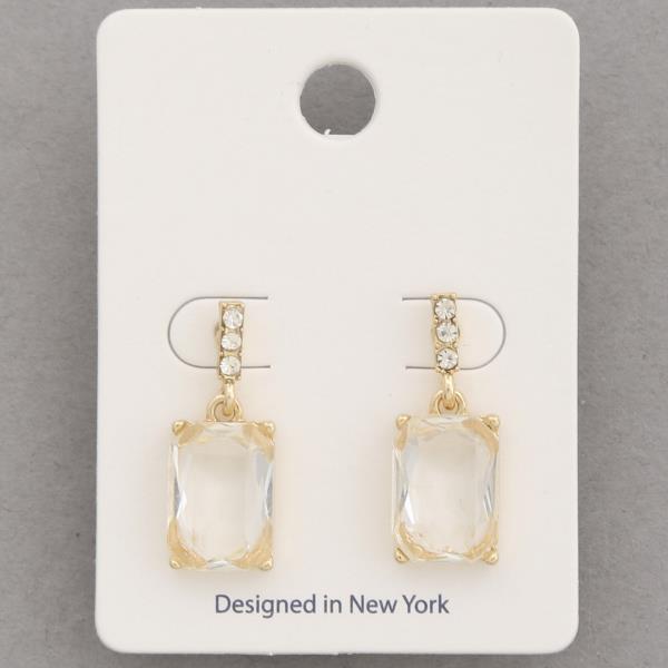 RECTANGLE CRYSTAL DANGLE EARRING