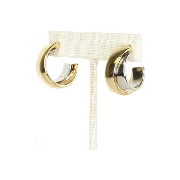 TWO TONE CRISS CROSS OPEN HOOP EARRING