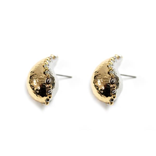 TWO TONE TEARDROP DOME EARRING