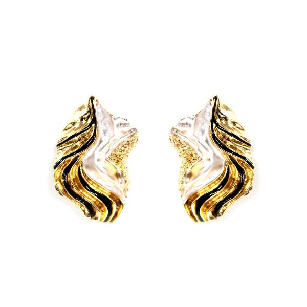 TWO TONE WAVY METAL EARRING