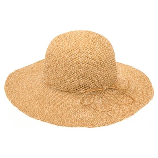 FINE STRAW CROCHET HEATHERED SUN HAT