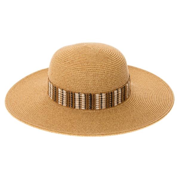 STRAW SUN HAT W/ TRIBAL BAND
