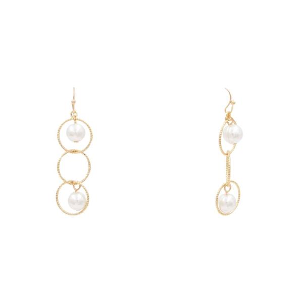 PEARL BEAD CIRCLE LINK DANGLE EARRING