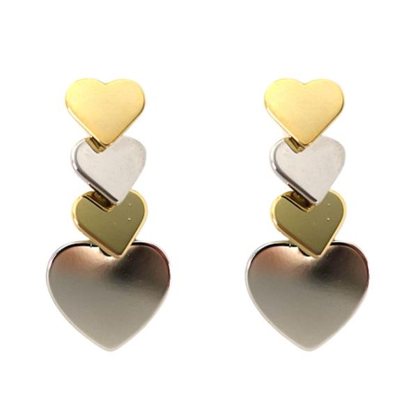 TRIPLE HEART LINK DANGLE EARRING