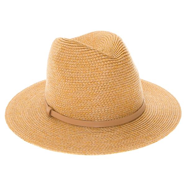 SUMMER FEDORA HAT IN PAPER RAFFIA STRAW WITH A VEGAN LEATHER BELT