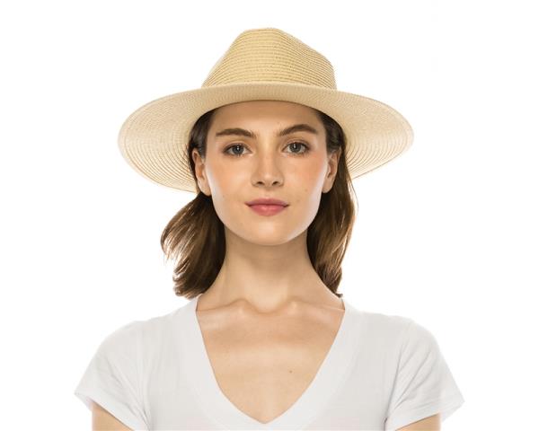 CLASSIC STRAW PANAMA HAT W/ SHELL TRIM