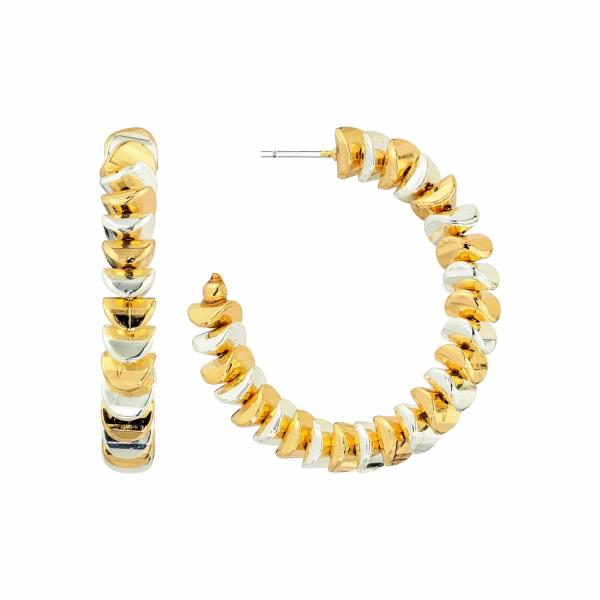 BEADED METAL OPEN HOOP EARRING
