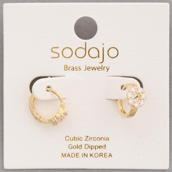 SODAJO ROUND CZ HUGGIE GOLD DIPPED EARRING