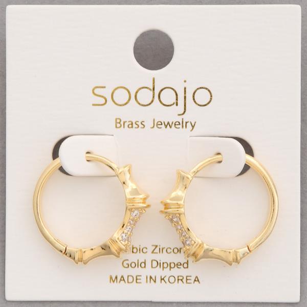 SOAJO CZ EDGE HOOP GOLD DIPPED EARRING