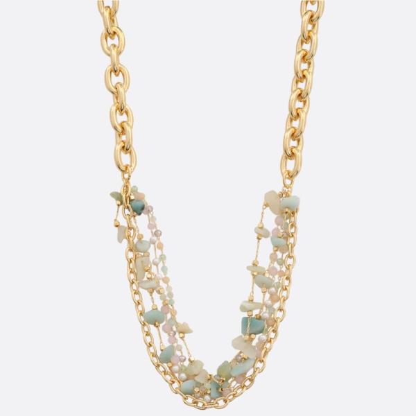 SODAJO BEADED LAYERED GOLD DIPPED NECKLACE