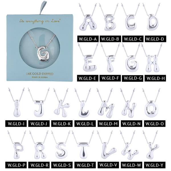 14K WHITE GOLD DIPPED BOLD INITIAL NECKLACE