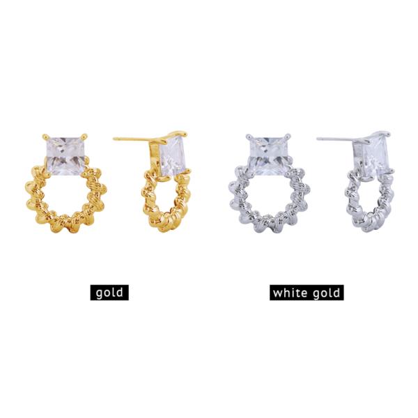 14K GOLD/WHITE GOLD DIPPED MININALIST CIRCLE EARRINGS