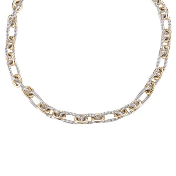 TWO TONE OVAL LINK NECKLACE