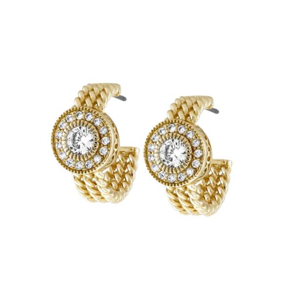 CZ GOLD PLATED OPEN HOOP EARRING