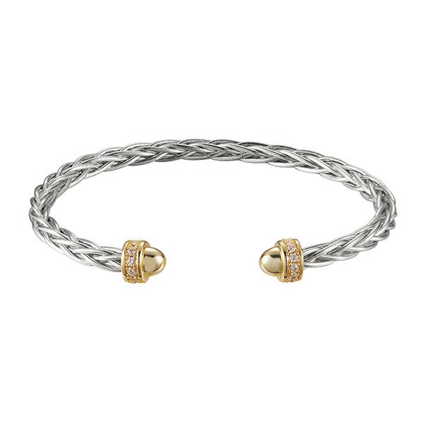 TWO TONE CZ METAL CUFF BRACELET