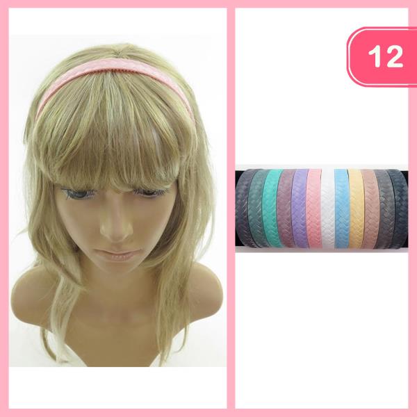 PLASTIC BRAIDED PATTERN SIMPLE HEADBAND (12 UNITS)