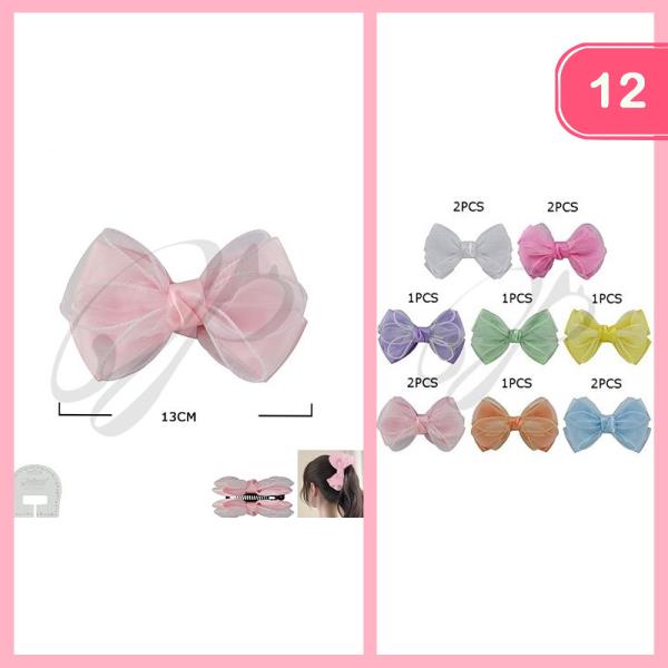 RIBBON HAIR CLAW JAW CLIP (12 UNITS)