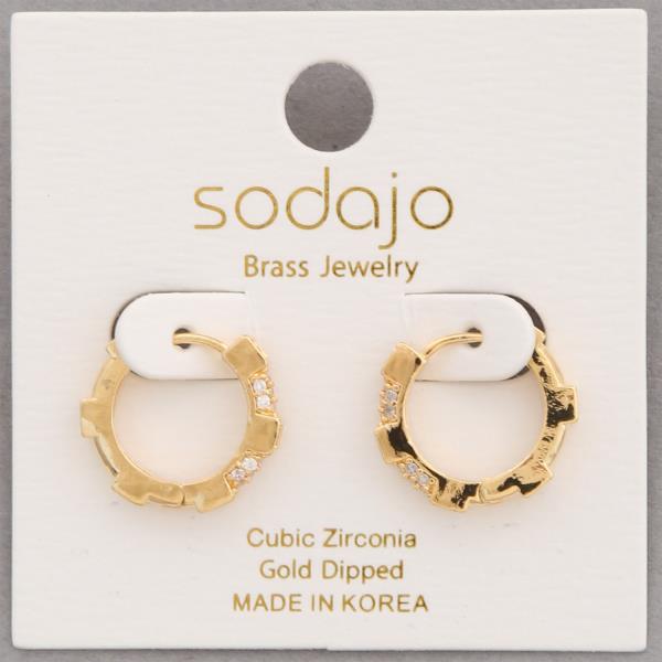 SODAJO CZ GOLD DIPPED HOOP EARRING