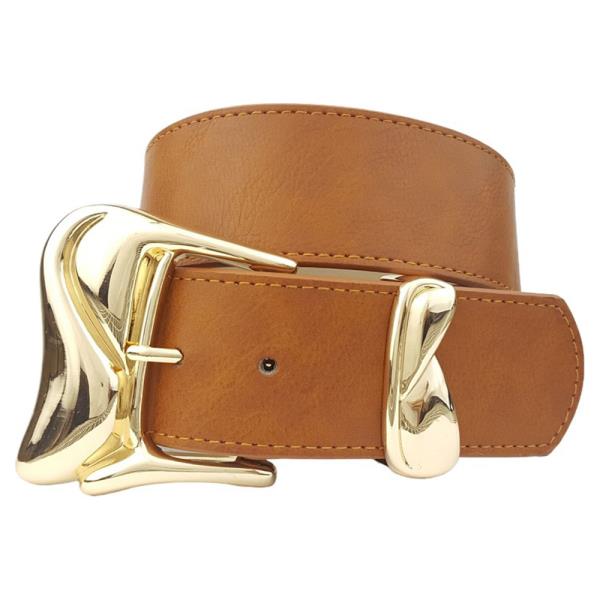 WIDE WIDTH BELT WITH GOLD TONE BUCKLE AND LOOP