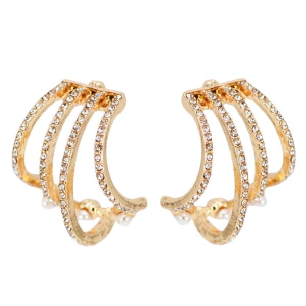 RHINESTONE METAL EARRING