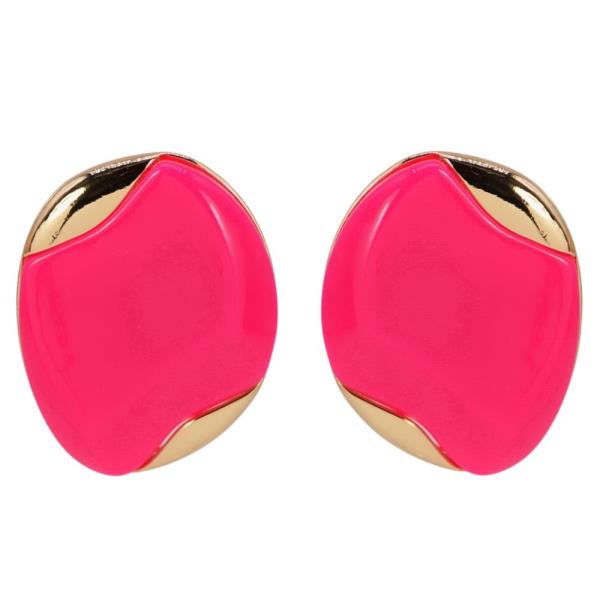 COLOR METAL OVAL EARRING